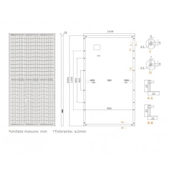 Panou fotovoltaic 460W, monocristalin, Sunpal SP460M-72H, MBB Half-cut